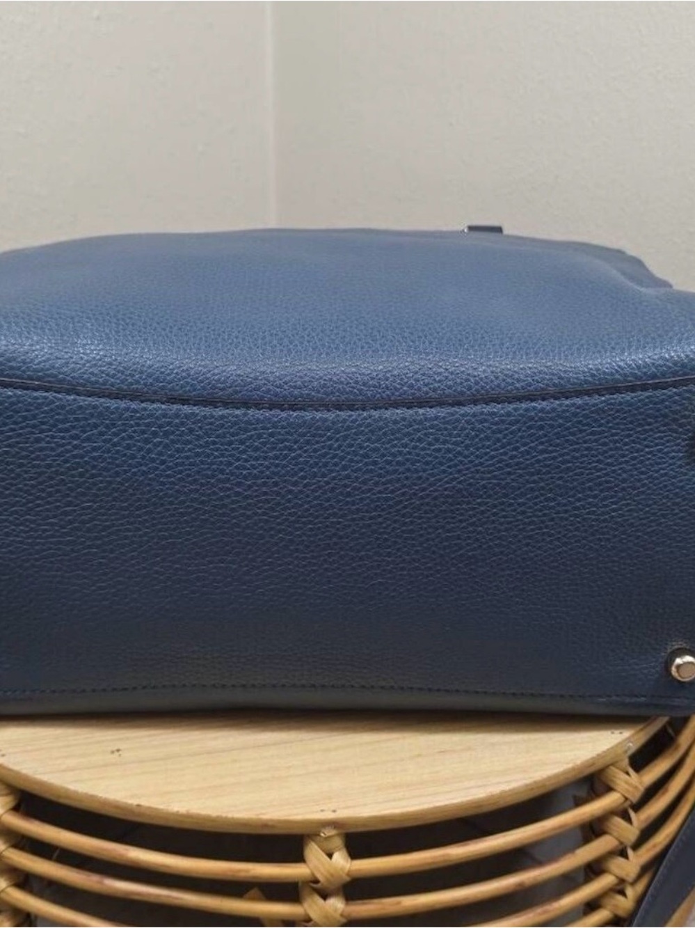 Coach Pebbled Leather Satchel - Navy with Gold Hardware - Picture 4 of 11